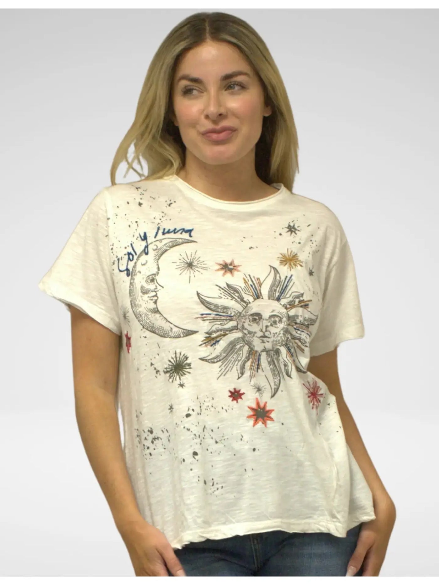 Kara Moon & Sun Ivory Comfort Tee
