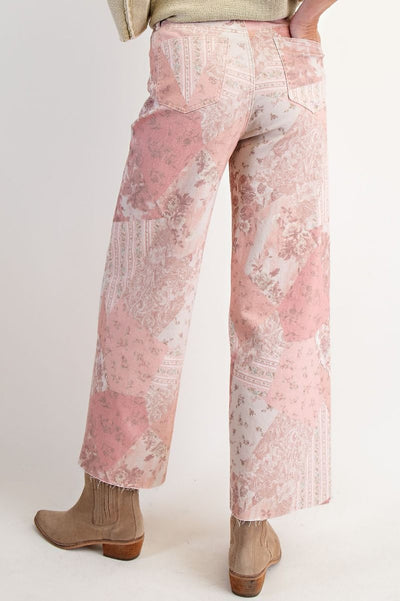 Vintage Pink Rose Patchwork Pants