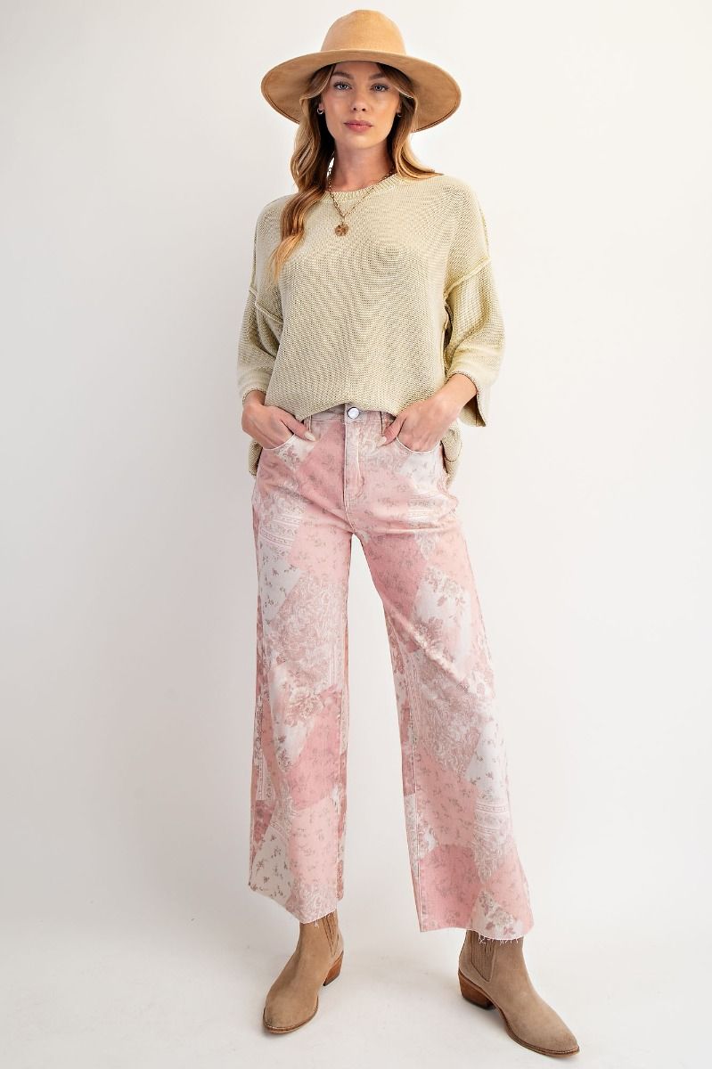 Vintage Pink Rose Patchwork Pants
