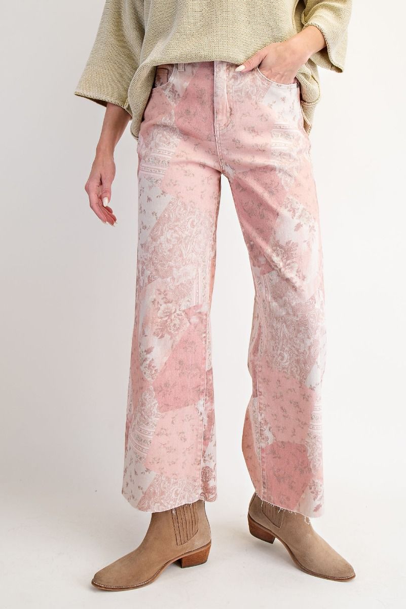 Vintage Pink Rose Patchwork Pants