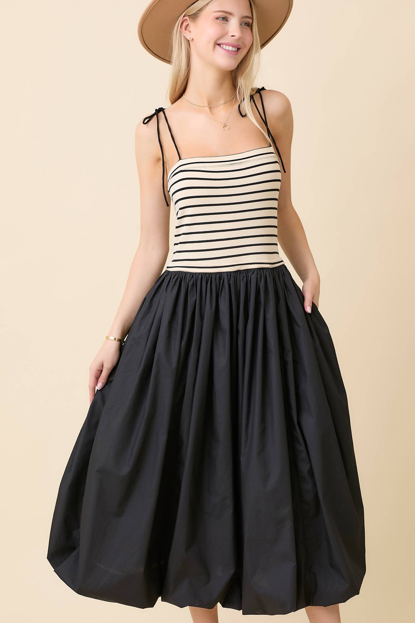 Knit and Woven Black Bubble Dress