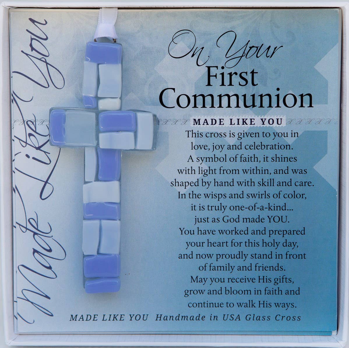 Boys First Communion Handmade Glass Cross
