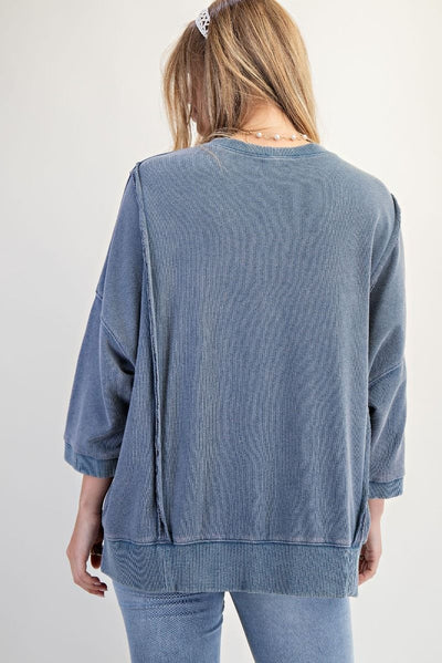 Leopard Love Patch Washed Denim Sweatshirt