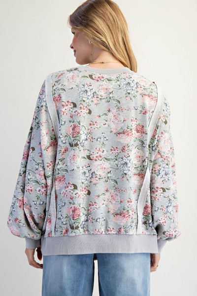 Flower Love Patch Heather Gray Sweatshirt