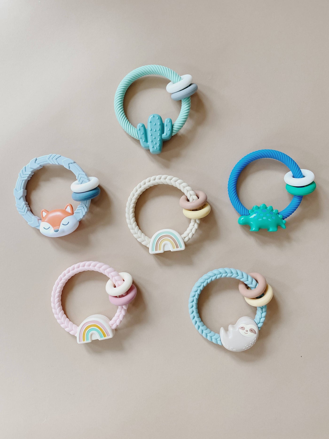 Rainbow Silicone Teether Rattles