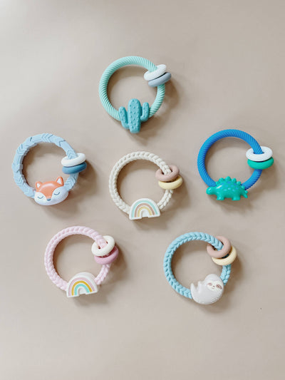 Rainbow Silicone Teether Rattles