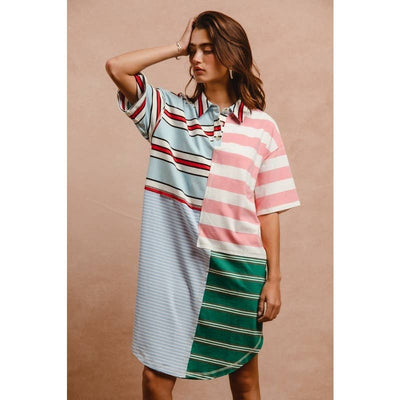 STRIPE COLOR BLOCK DRESS