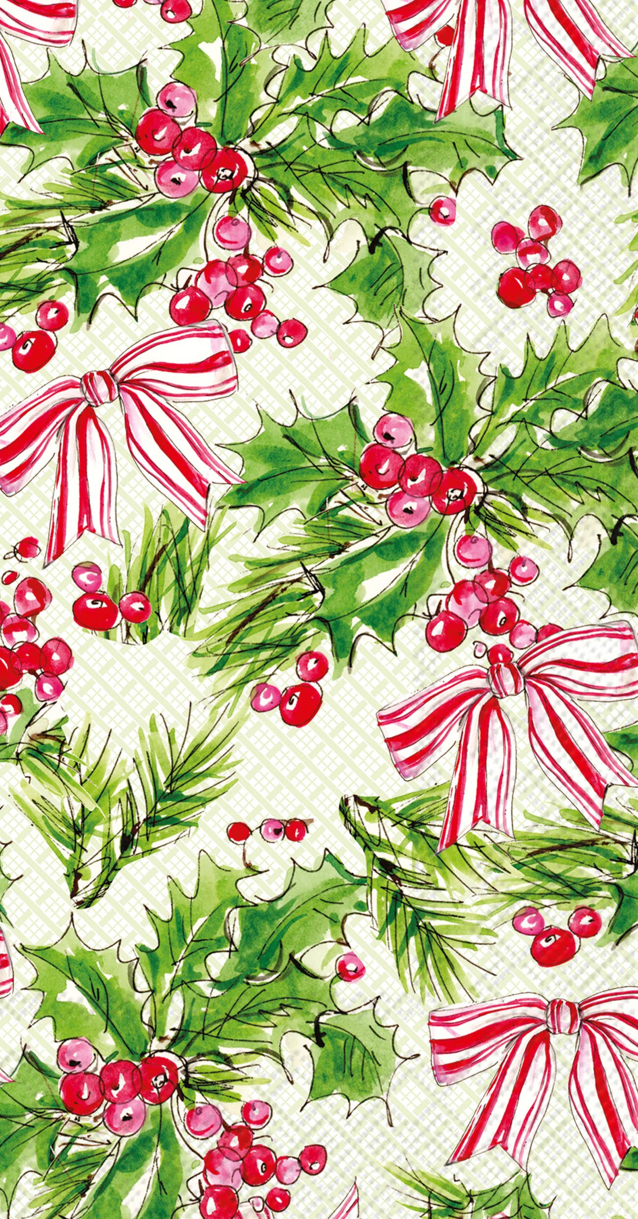 Christmas Pink Holly & Bow Guest Towels