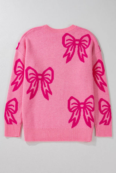 Pink Bow Knit Sweater