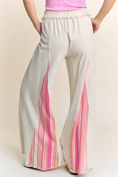 Mineral Wash Striped Flare Pants