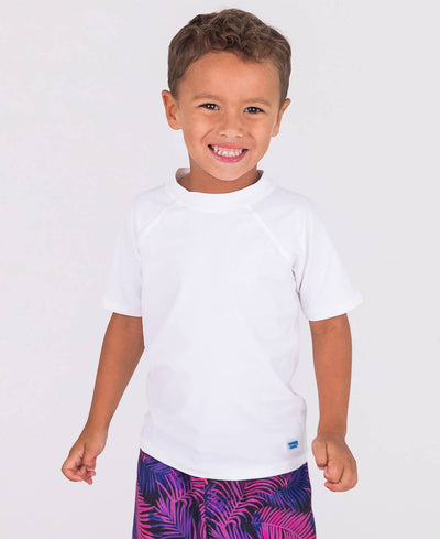 Boys White Short Sleeve Rash Guard