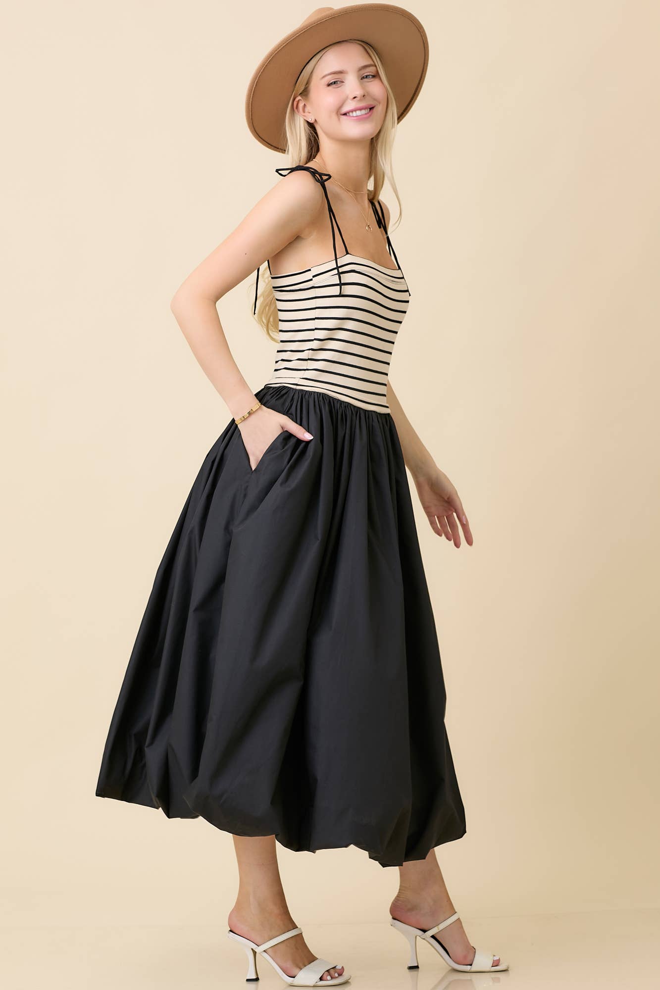 Knit and Woven Black Bubble Dress