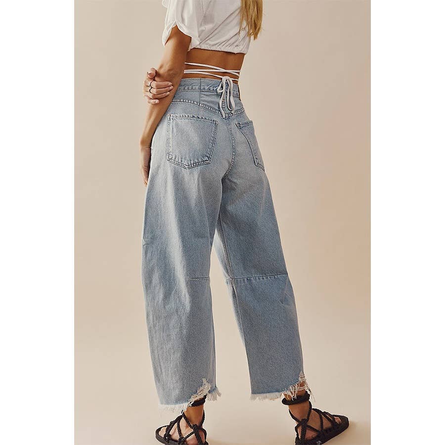 Light Blue Cropped Wide Leg Jeans