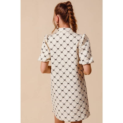 JACQUARD RIBBON SHIFT DRESS