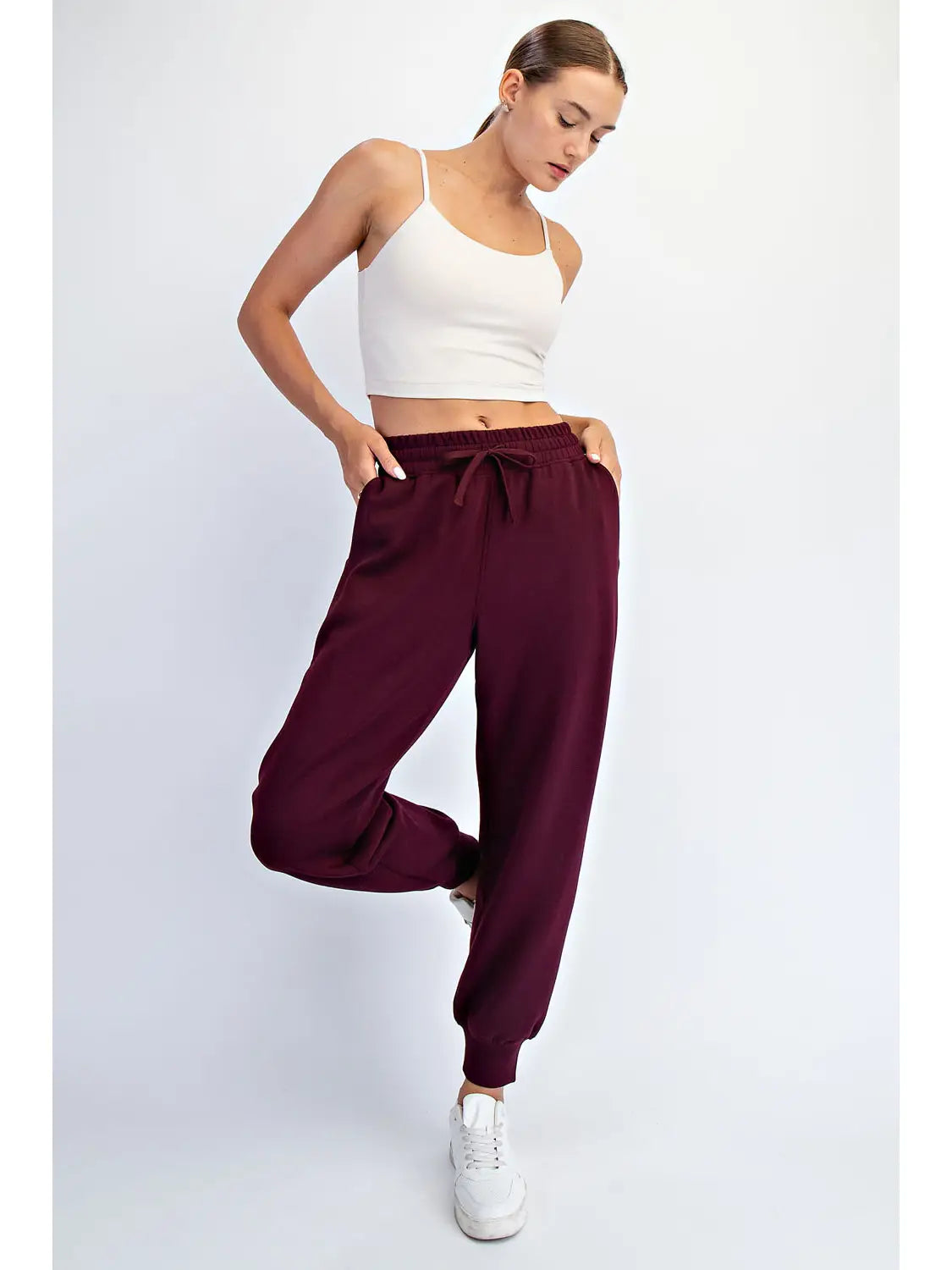 Burgundy Modal Scuba Jogger Pants