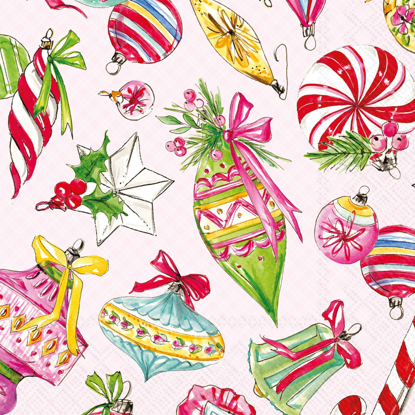 Christmas Vintage Ornaments Cocktail Napkins