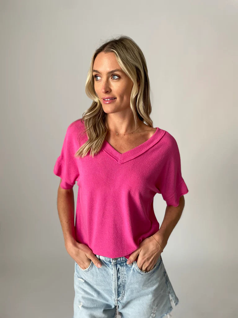 Punch Pink V-Neck Tee