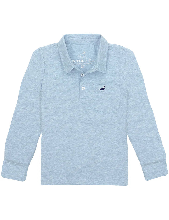 Boys Harrison Pocket Polo LS Moon Blue