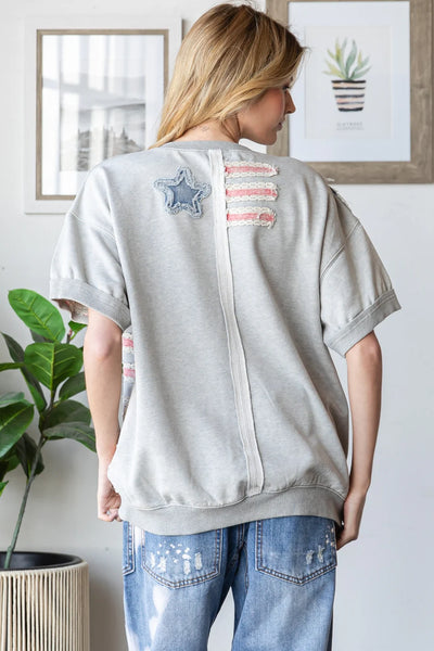 AMERICAN FLAG PULLOVER KNIT TOP