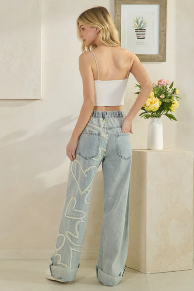HEART PATCHWORK DENIM JEANS