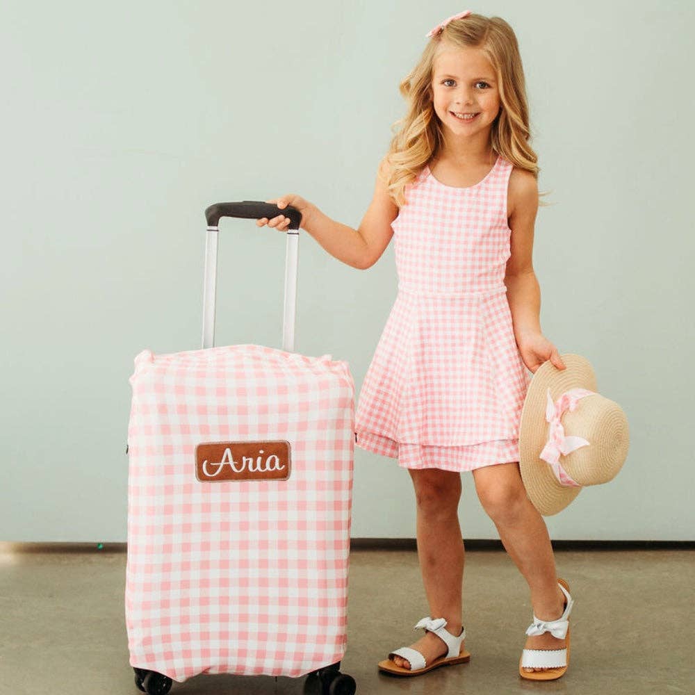 Pink Gingham Small Luggage Cover