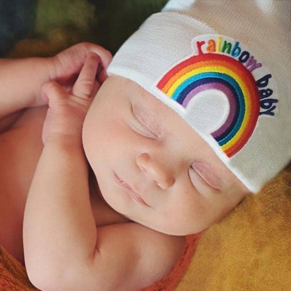 WHITE RAINBOW Newborn Baby Hat