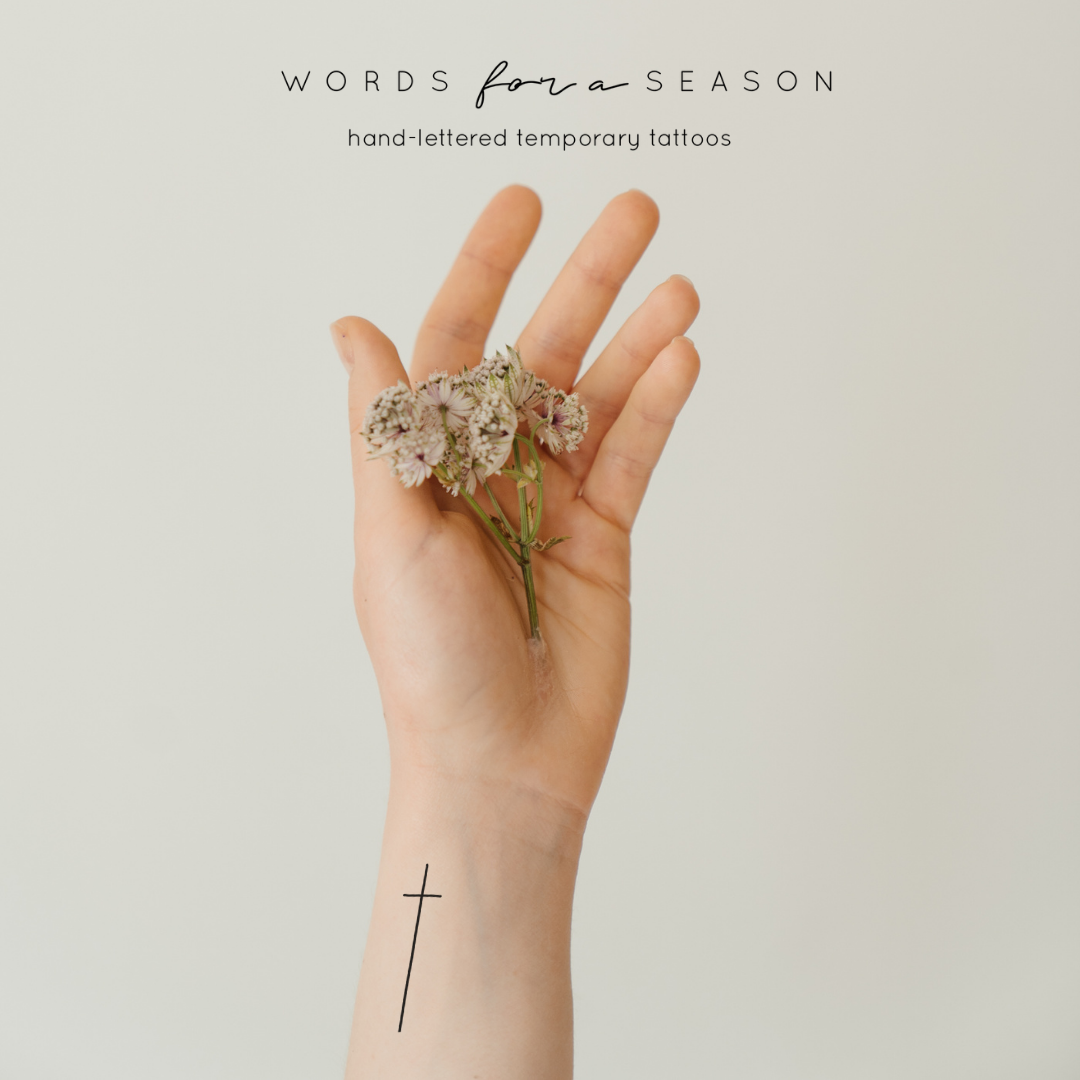 Words for a Season - Cross (shape) Temporary Tattoo