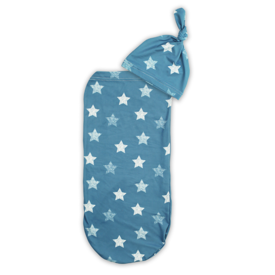 Itzy Ritzy - Cutie Cocoon Blue Stars Matching Cocoon & Hat Sets