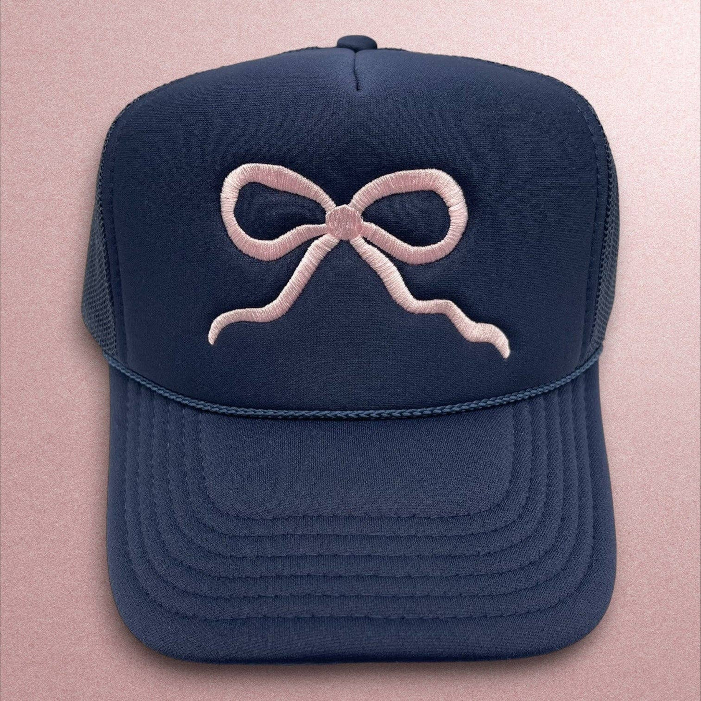 Pink Bow Navy Trucker Hat