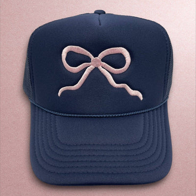 Pink Bow Navy Trucker Hat