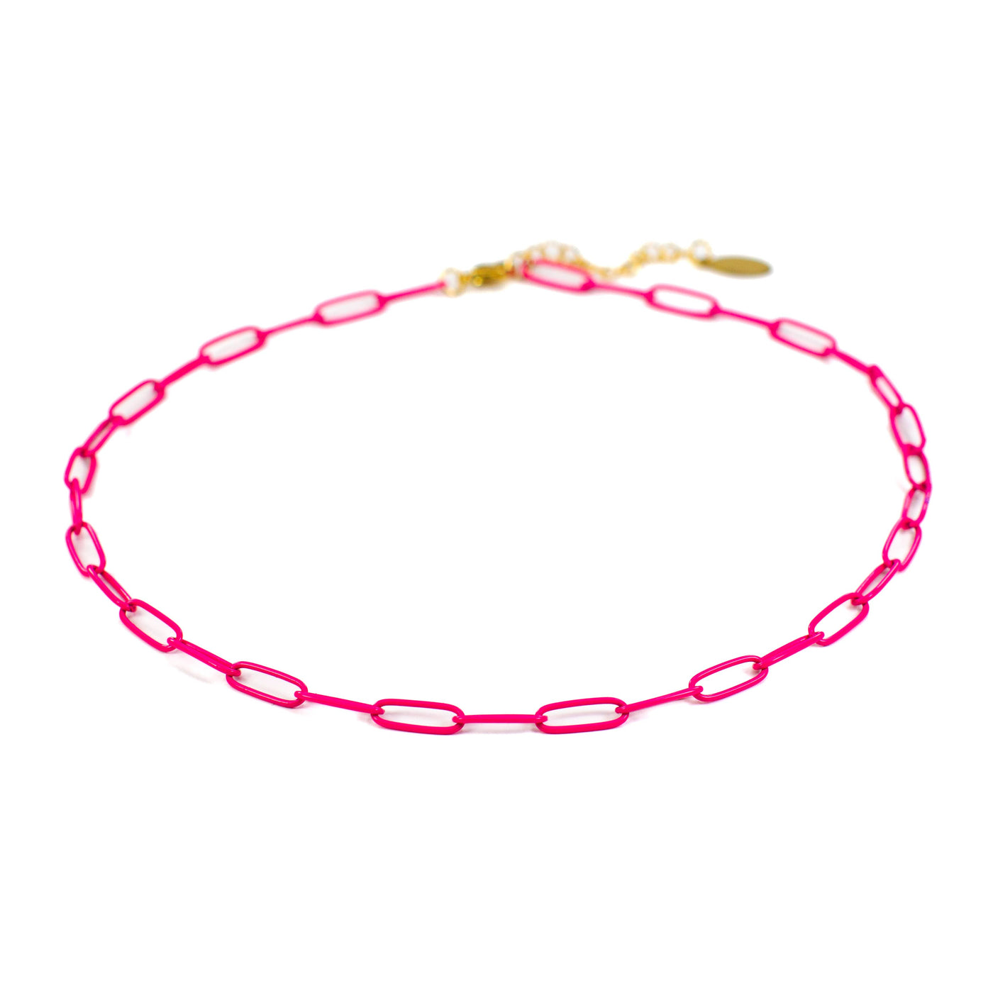Neon Pink Paperclip Necklace