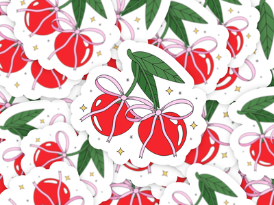 Coquette Bow Cherries Sticker