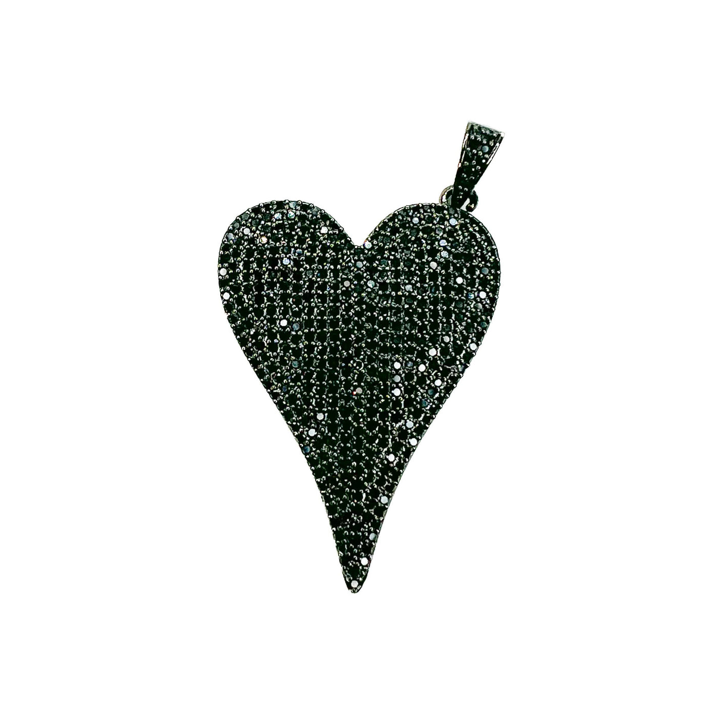 Heart CZ Necklace Charm - Black CZ