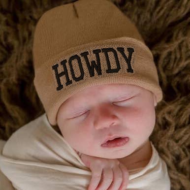 Tan Howdy Baby Hat - Baby Hospital Hat