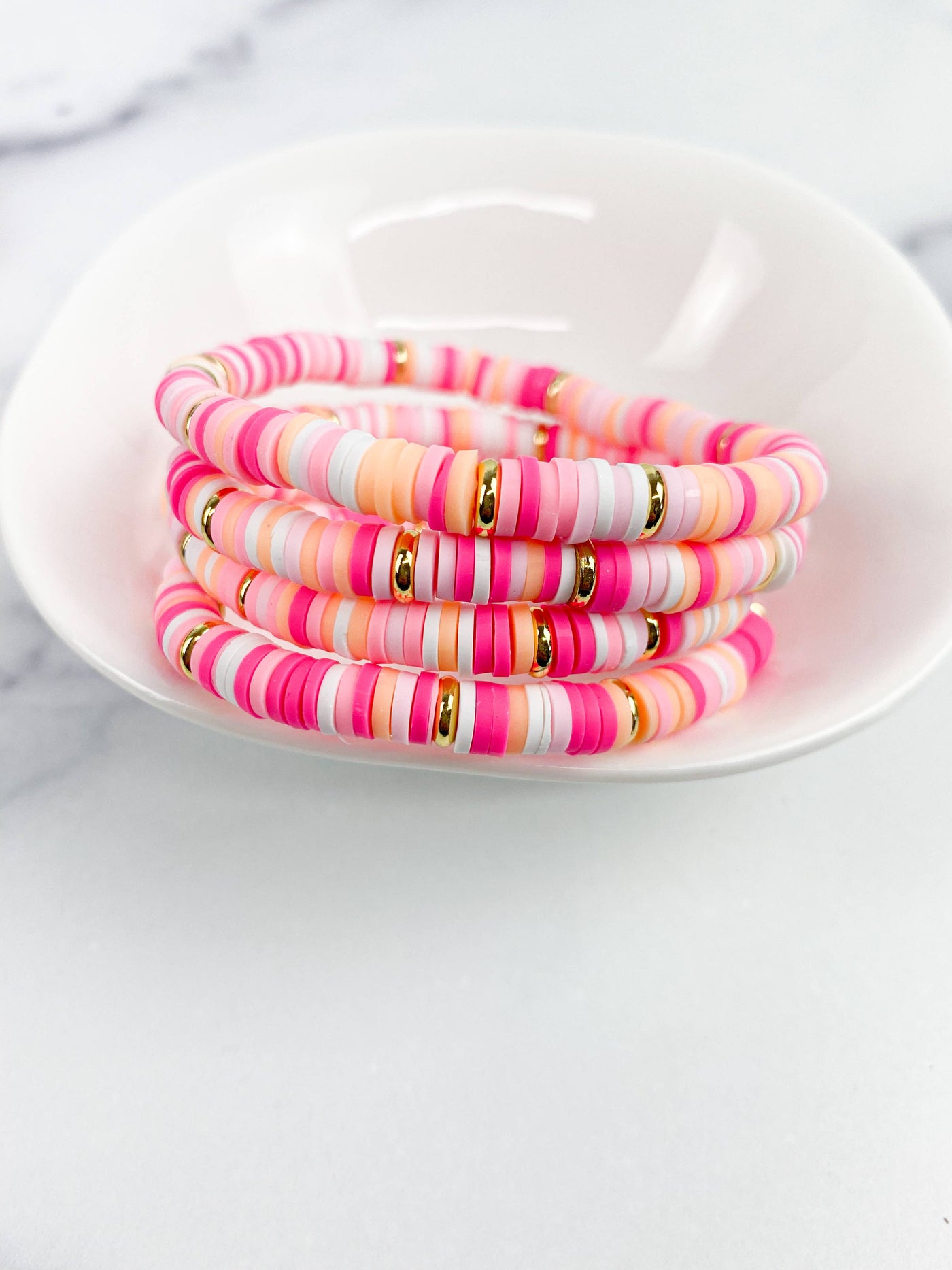 Heishi Small Color Pop Bracelet "Pink Peaches"