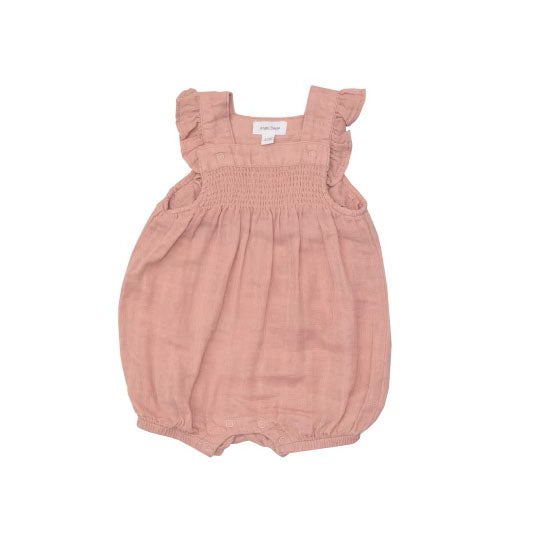 SMOCKED OVERALL SHORTIE - SOLID MUSLIN DUSTY ROSE
