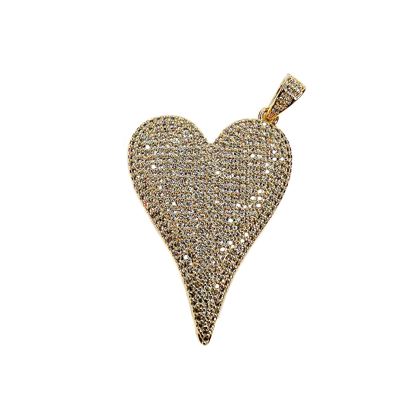 Heart CZ Necklace Charm - Gold CZ