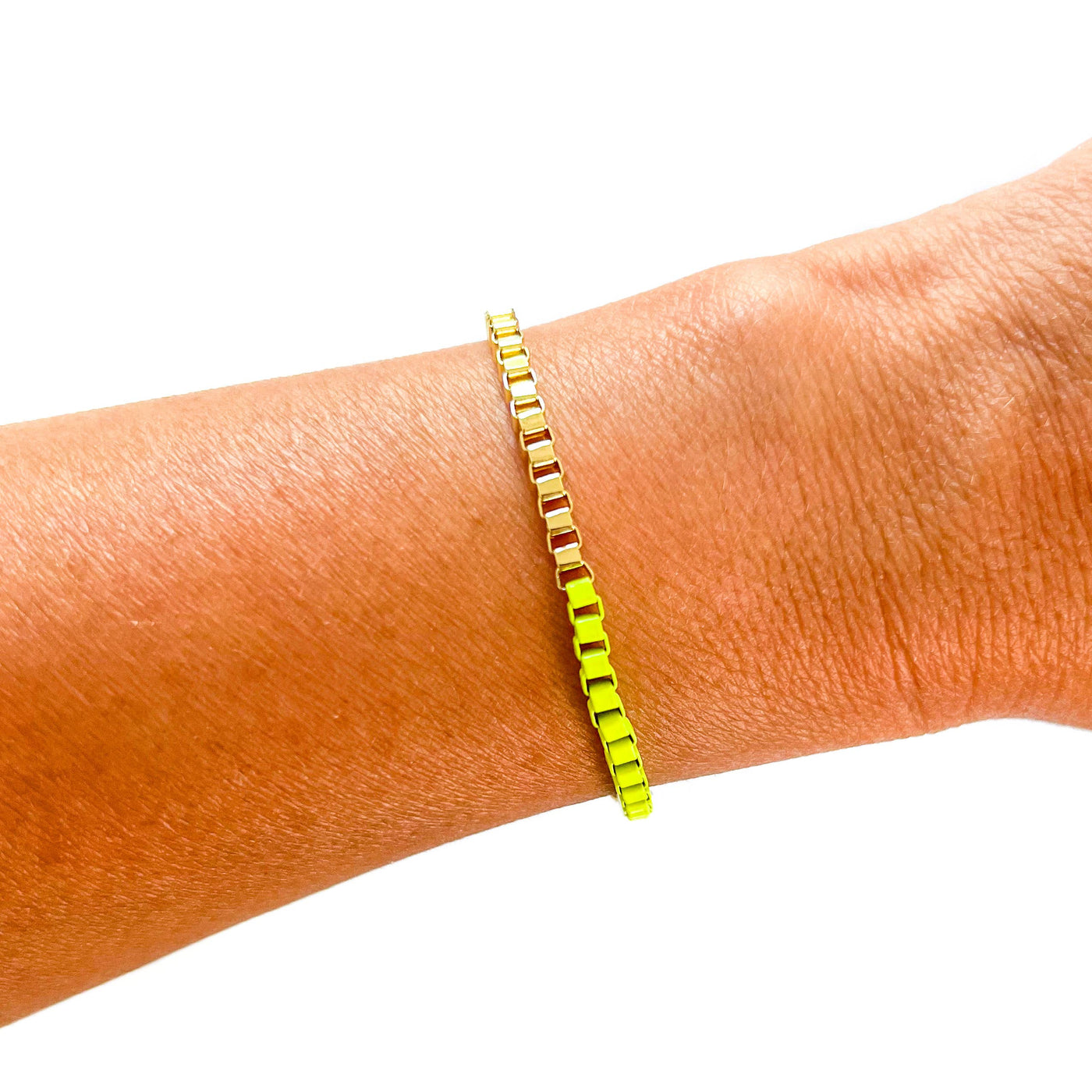 Chain link bracelet - 18K Gold and Neon Yellow