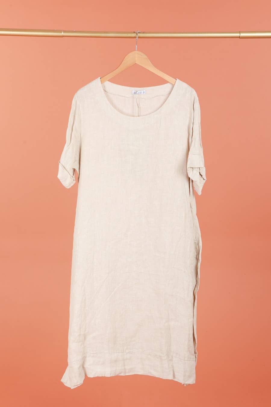 Beige Linen Dress - One Size