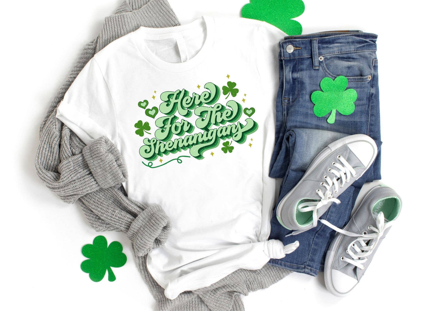 HERE FOR THE SHENANIGANS - ST PATTY T-SHIRT