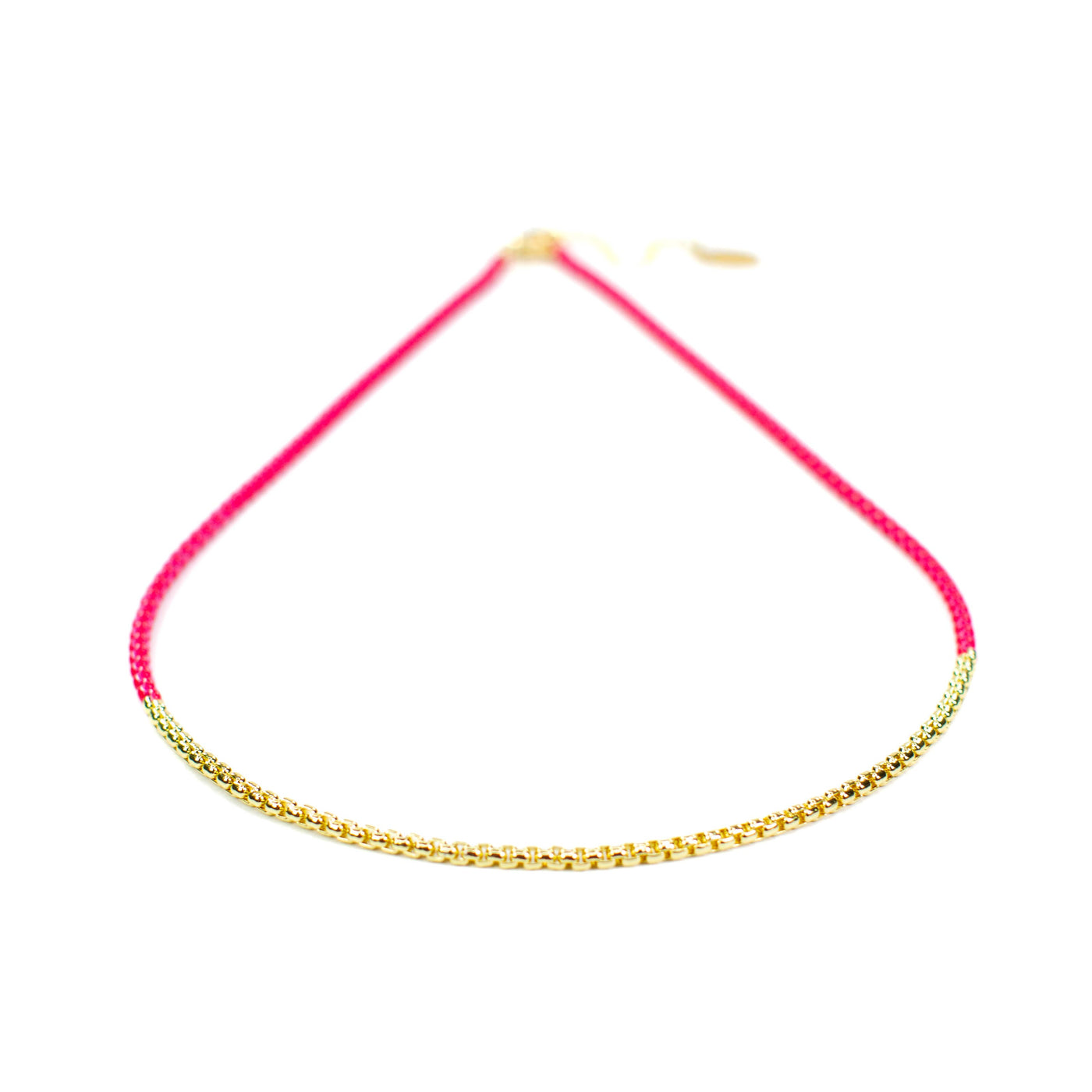 Neon Pink Enamel & 18k Gold Snake Necklace