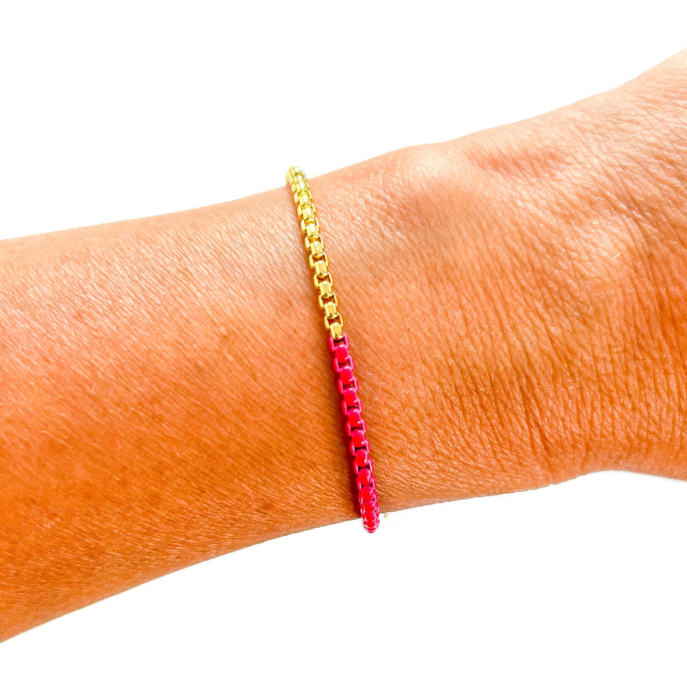 Chain link bracelet - 18K Gold & Neon Pink