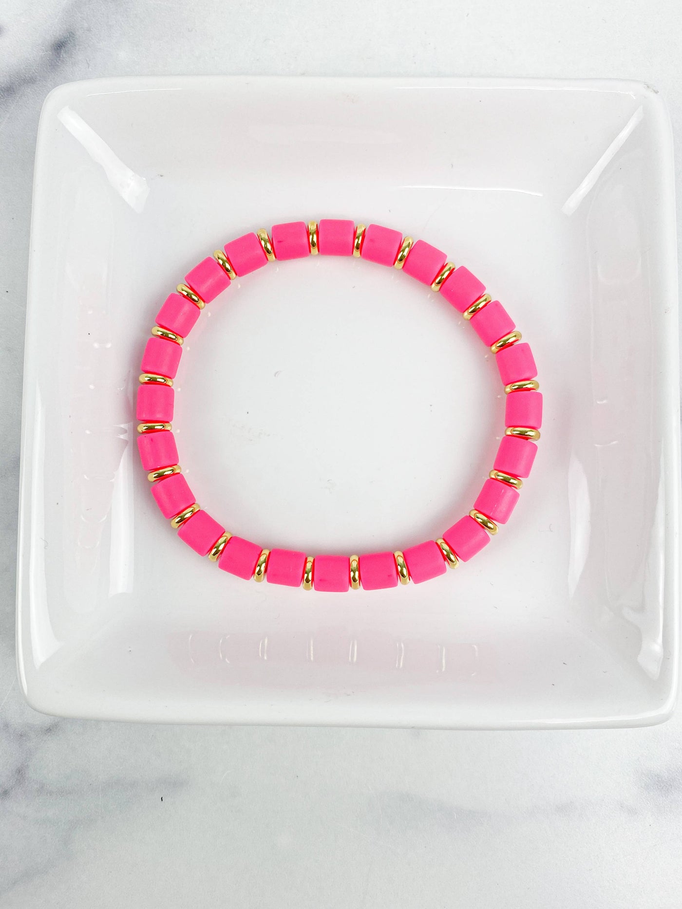 Hot Pink Clay Tube Bracelet