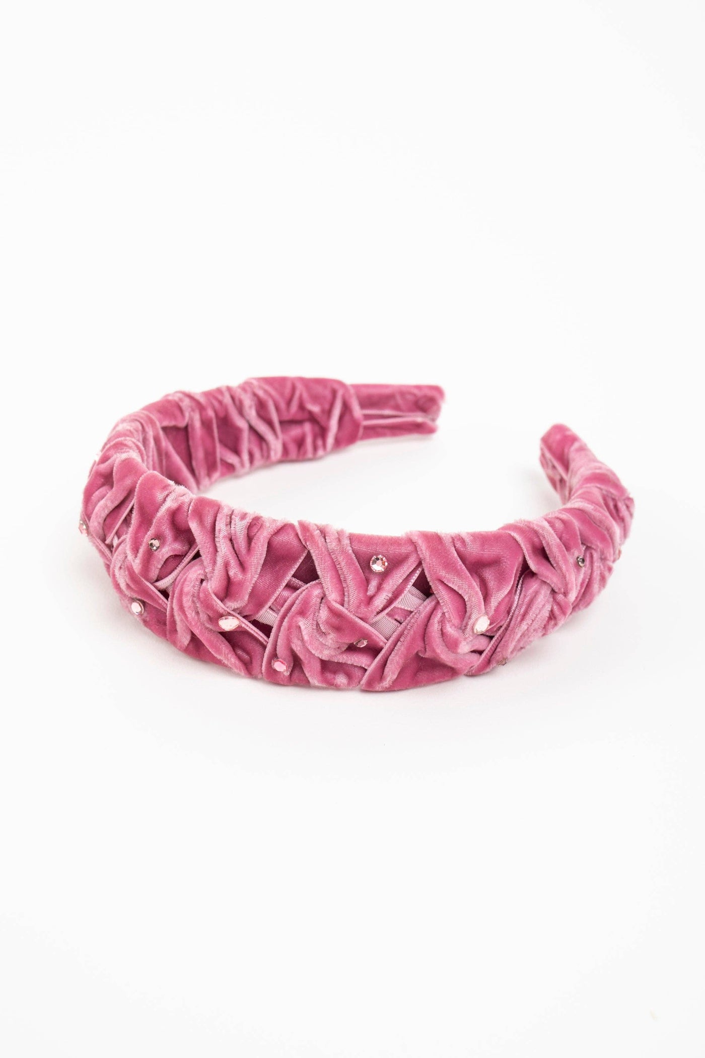 Ruched Velvet Headband - Pink